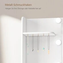 Große Schminktisch mit verstellbaren LED-Beleuchtung, Schminktisch mit Spiegel, Schminktisch mit 7 Schubladen, 4 offenen Ablagen und 5 Schmuckhaken für das Schlafzimmer, Weiß