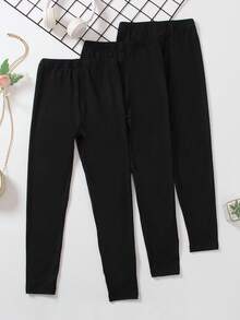 3 peças/Conjunto Leggings Casuais com Estampa Combinável para Meninas Pré-Adolescentes, Calças com Estampa de Borboleta para Meninas Pré-Adolescentes - Preto - Visão 9