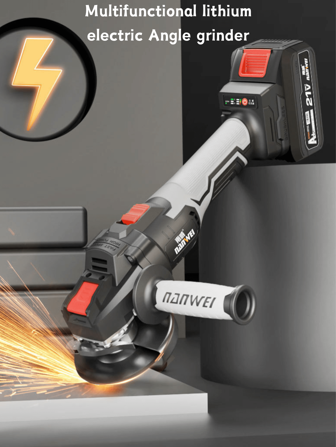 1 Piece Angle Grinder, Brushless Electric Grinding Tool,3 Gear