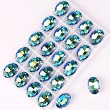 椭圆形、银色、金色金属爪基、彩虹色、果冻糖 AB、蛋白石色花式椭圆闪亮手工缝纫水晶玻璃手工缝制水钻装饰珠平背有孔宝石 DIY 配件缝制石头水钻用于装饰衣服、连衣裙、包、鞋子、胸针、耳环、手工艺品 DIY。 - 七彩 多色 - 查看 18