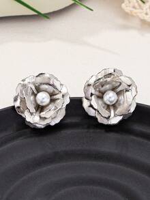 1套2024新款珍珠花耳环戒指和手链女士轻奢冷酷风格精致百搭 - 花朵元素首飾套裝 - 查看 15