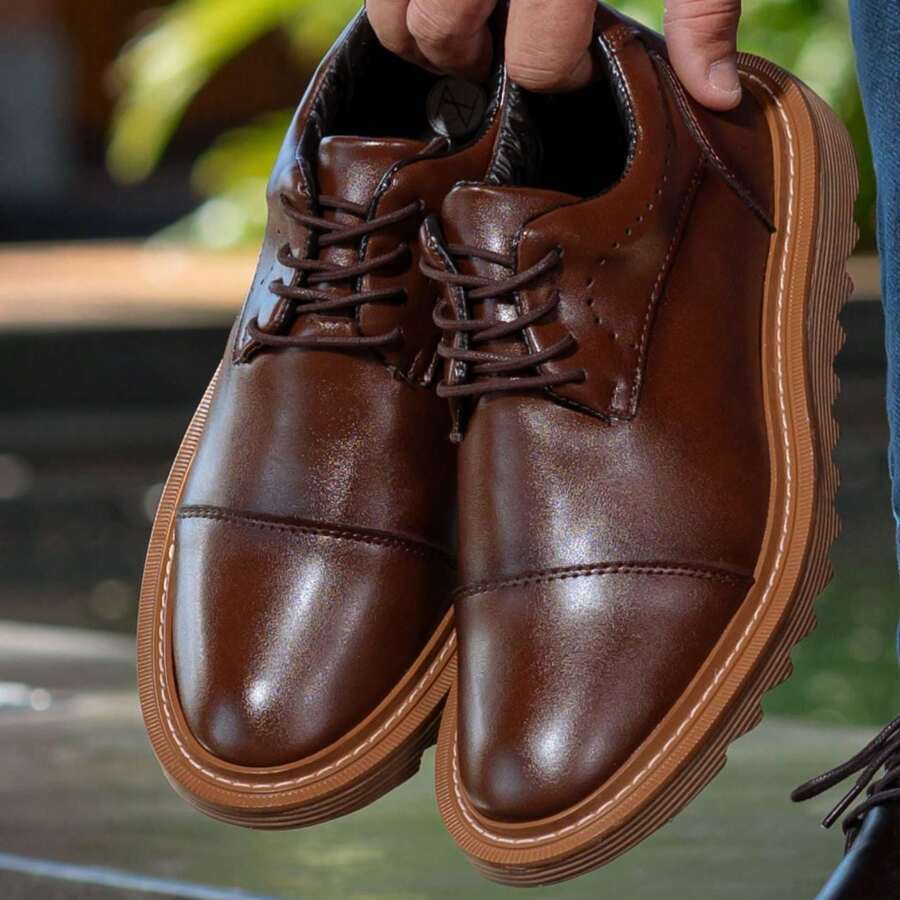 Verona Tractor Oxford Dress Shoes Comfortable Men's Formal Brogue - Rỉ Nâu - Xem 1