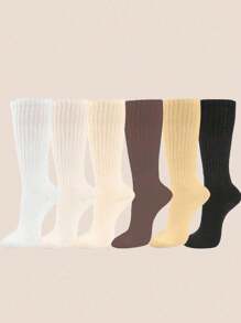 1/6 双装 女士秋冬宽松针织袜，慵懒风，堆堆袜，堆堆袜，万圣节和圣诞节礼物，Y2K，舒适