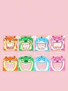100 piezas Bolsas de plástico surtidas para galletas y aperitivos con diseño de monstruo de boca grande de dibujos animados, 7cm/10cm/14cm