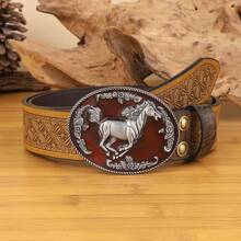 1pc Women's Casual Retro Floral Pattern Western Style Belt