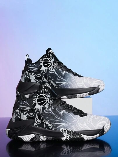 Mid-Top Rubber Sole Sneakers For Men, Basketball Shoes, Plus Size, Breathable, Street Style, Fashion (Sole Pattern Randomly Assorted). Suitable For Teen Summer Casual Or Outdoor Athletic Or Vacation Travel Or Graduation Gifts Or Birthday Dress Accessories