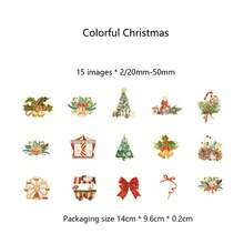 30pcs Christmas Carol Series Golden Foil PET Stickers, Festive Decor DIY Materials - Multicolor - View 5