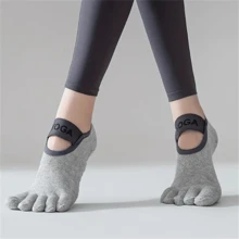 1 Pair Professional Non-Slip Cotton Sweat-Absorbent Five-Toe Split Yoga Socks For Indoor Yoga, Pilates, Dancing, Beach Essentials, Swimming Games