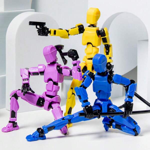 1 Set mit 6+ Bildungs-DIY Glückliche 13 Bauklötze, Roboter und Zubehör, voll bewegliche Figuren, 3D gedrucktes Attrappen-13-Spielzeug, DIY Stressabbau-Spielzeug (einige Farben werden zufällig versendet)