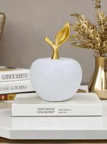 1 ornement en céramique en forme de pomme blanc, style créatif de luxe, artisanat, convient pour le bureau, la maison, la décoration. Meilleurs cadeaux