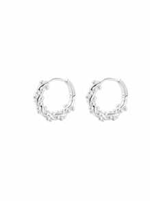1 Pair Copper Alloy Minimalist Pearl Hoop Earrings For Women