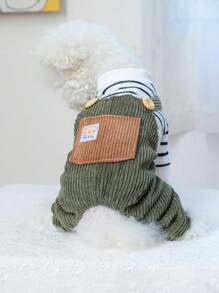 PETCIRCLE 1 件宠物服装，狗/猫吊带裤，舒适可爱的小型犬四腿服装 - 綠色 - 查看 4
