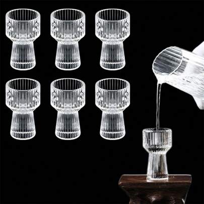6PCS 0.34oz Hand-Blown Shot Glasses - Reusable, Multipurpose,  Glass  Shot Glass, Small Wine Cup, For Bar, KTV,Pub, Club, Restaurant And Home Use,  Hand Wash Only