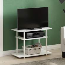 3-Tier TV Stand, Entertainment Center With Stainless Steel Tubes, No Tools Assembly, Fits Up To 32-Inch TVs, Black TV Stand, Modern Media Console For Living Room, White - 白色 - 查看 1