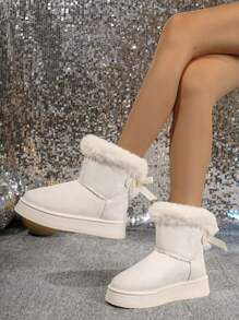 Botas de neve com solado grosso e felpudo, Lançamento de Inverno 2024, Novas e da moda, Resistentes ao frio, Forro térmico, Uso externo grosso, Antiderrapante, Quente, Plus Size, Tipo Over-Cano Médio, Botas de neve felpudas