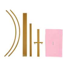 HOHOBLA LOYALHEARTDY-BTG 2.2m Arched Bracket 120 * 220cm Elastic Cloth Cover Gold Bracket Sky Pink Cover[Best Gift For Family&Friends]