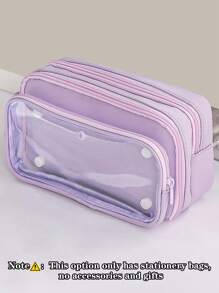 1pc Upgrade Large Capacity Portable Clamshell Detachable Transparent Pen Bag, Can Be Used To Store A Series Of Desktop Student Stationery Bag Such As Ruler Pen Erasers, Multi-Functional Dormitory Cosmetics Storage Bag, Campus Series Classroom Student Office Stationery Pencil Box, No Accessories Gifts Back To School,Pencil Case,Pencil Pouch,School Bag