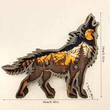 1 pièce Ornement 3D creux en bois multicouche, artisanat en bois créatif pour la décoration de bureau à domicile, cadeau d'anniversaire, fournitures pour les fêtes, décor de scène