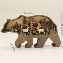 1 pièce Ornement 3D creux en bois multicouche, artisanat en bois créatif pour la décoration de bureau à domicile, cadeau d'anniversaire, fournitures pour les fêtes, décor de scène