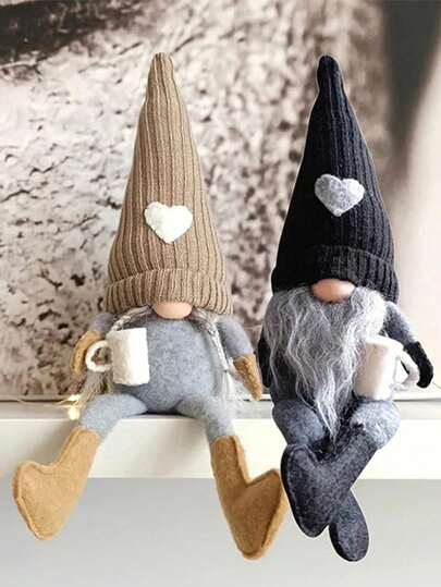 1 件可爱咖啡侏儒毛绒公仔 - 万圣节装饰品、圣诞树装饰品