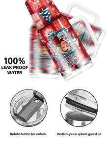 1 chiếc, Ly thủy tinh cá nhân hóa Giáng sinh + 4 nắp ống hút Giáng sinh, 40oz - Cốc cà phê du lịch, Cốc di động cho cắm trại ngoài trời, đi bộ đường dài, lái xe và du lịch bằng ô tô, Đồ trang trí Giáng sinh - nhiều màu - Xem 7