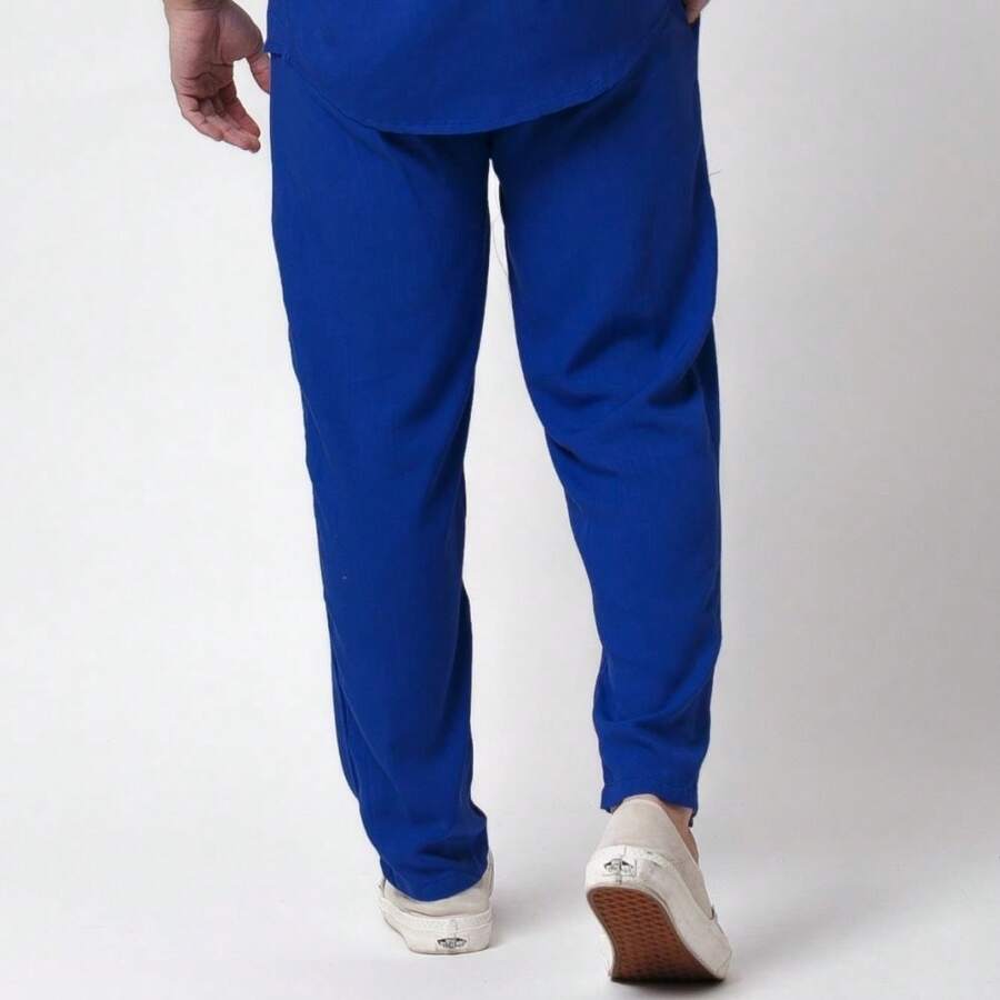 Santo Luxo Viscolinho Pantacourt Trousers - Xanh đậm - Xem 1