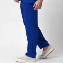 Santo Luxo Viscolinho Pantacourt Trousers - Xanh đậm - Xem 4