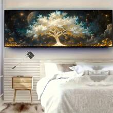 Impresión en lienzo del Árbol de la Vida extragrande - Arte de pared sin marco para decoración de sala de estar, dormitorio, cocina y baño - Diseño geométrico contemporáneo, perfecto para primavera/verano