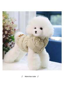 Pet Clothing Dog Clothes Winter Wear Retractable Vest Warm Sweater For Cats And Dogs - Khaki - View 3