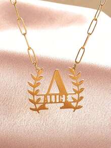 独特创意设计和和平橄榄枝首字母可定制英文名字项链，适合赠送朋友毕业周年礼物、情人节礼物、母亲节礼物，适合任何场合和季节 - 金黃色 - 查看 4