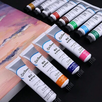 12 Colors Oil Paint Set, 9ml/0.30oz Tubes, Oil Painting Set Art Supplies For Canvas Painting Artists, Hobby Painters, Beginners, Adult, Classroom Student Gifts Ideal,Stationery Supplies For Returning To School Back To School,Back To School,School Supplies