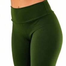 Women's Basic Fitness Cycling Shorts In Suplex Polyester - xanh quân đội - Xem 3