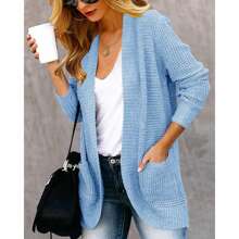 Womens Loose Open Front Cardigan Long Sleeve Casual Lightweight Soft Knit Sweaters Coat With Pockets