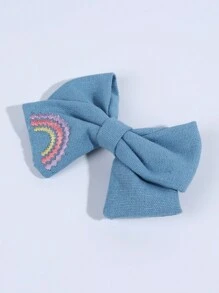 2 件蓝色水手发饰，适合女士女孩彩虹刺绣面料蝴蝶结鳄鱼夹，带全衬里，可爱彩虹蝴蝶结发夹，纯色蝴蝶结发夹，女士时尚发饰爪夹发夹 - 藍色 - 查看 4