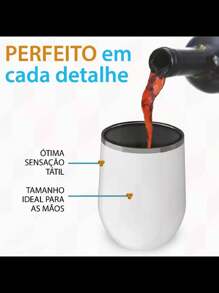 Copo térmico  parede dupla com tampa forma de ovo aço Inox 350ml - Multicolorido - Visão 6