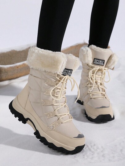 2025 Winter Women's Versatile Casual Fashionable Thick Sole Shock Absorbing Warm Snow Boots,Go With Cardigan