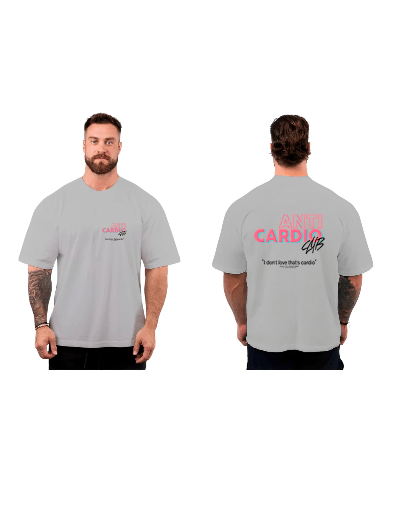 Gym Fashion Fitness T-Shirt Maromba Anti Cardio Club - 灰色 - 查看 1