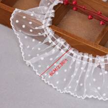 2码/10码黑白丝带、网眼褶皱、沙发帘、窗帘、床裙、羽绒服、蕾丝面料、蕾丝配饰、装饰 - 白色 - 查看 10