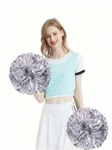 1pc Silver Cheerleading Pom Poms For Dance Sports Party Supplies For Cheerleader