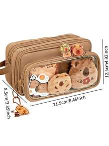 1pc Upgrade Large Capacity Portable Clamshell Detachable Transparent Pen Bag, Can Be Used To Store A Series Of Desktop Student Stationery Bag Such As Ruler Pen Erasers, Multi-Functional Dormitory Cosmetics Storage Bag, Campus Series Classroom Student Office Stationery Pencil Box, No Accessories Gifts Back To School,Pencil Case,Pencil Pouch,School Bag