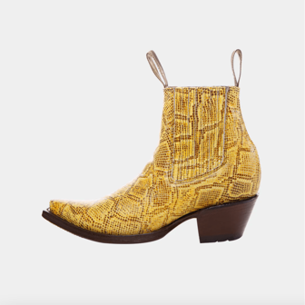 Botín vaquero puntal grabado anaconda para Mujer