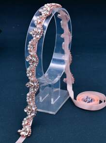 1件新娘水钻装饰腰带，女士礼服配饰，适用于婚礼、派对、晚礼服，澳大利亚婚礼季情人节配饰