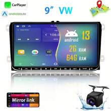 [2G+64G] Android 13 9" Car Stereo For VW For Golf 5 6 For MK5 For MK6 For Caddie For Beetle For Jetta For Passat For Polo For Touareg For Touran For RCD 330 360/ For Seat/ For Skoda, Carplayer And Android Auto +AHD Reversing Camera - 9 INCH - Xem 1