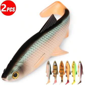 2pcs Soft Fishing Kit 3D 14cm/5.5Inch Artificial Bait Shad Pike Perch Zander Catfish Fishing Tackle Isca Artificial