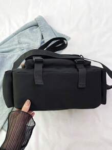 Fashionable Color Block Shoulder Crossbody Tote Bag Large Capacity Multi-Purpose Messenger Bag For Women - Black - View 12