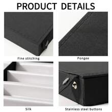 Uno scatola multifunzionale in seta di pongee a 15 scomparti di colore nero e rosso, giovanile, alla moda e senza tempo, adatta per la conservazione di occhiali ottici, gioielli, orologi, orecchini, occhiali da sole, adatta per uomo e donna, stile casual, design semplice, facile da riporre, adatta per tutte le stagioni primavera, estate, autunno e inverno - Stile regolare - Visualizzare 6