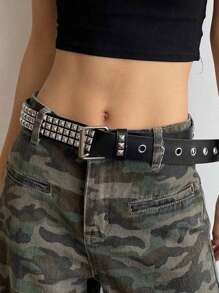 1pc Punk Style Rivet, Bullet, Star Decorated Denim Belt, 5 Colors Available Halloween Summer, School Fall, Autumn, Halloween - Punk Belt - View 3