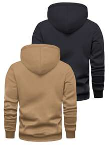 2 pièces Sweat-shirt-shirt à capuche mince à manches longues avec poche pour hommes, hauts sweat-shirt imprimés graphiques décontractés pour le printemps et l'automne, convient comme cadeau pour le mari/petit ami, streetwear, déplacements, extérieur - Multicolore - Voir 2