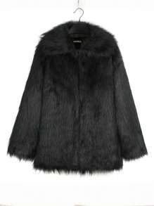 Áo khoác lông cáo giả dày mịn cho nam, Áo khoác ngoài ấm áp dài tay bằng lông nhân tạo mới, Áo khoác lông thú mềm mịn - màu đen - Xem 2