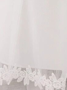 Baby Girls (0-2 Years) Short Sleeve Lace Party Dress, White Baptism Robe Suitable For Role-Playing Parties - White - View 8